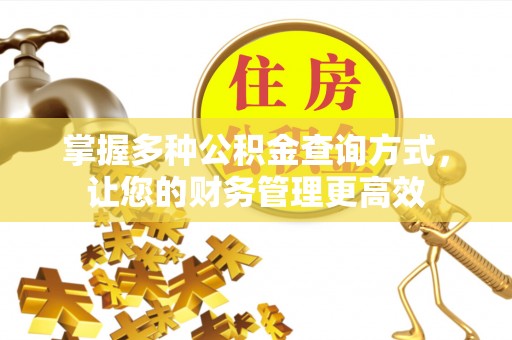 南沙掌握多种公积金查询方式，让您的财务管理更高效